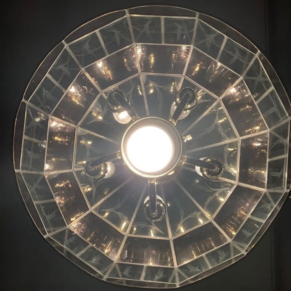 ☘️SOLD☘️Vintage New Box Tiffany Style Plate Glass Swag Ceiling Chandelier Light - Picture 6 of 13